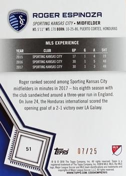 2018 Topps MLS - Orange #51 Roger Espinoza Back