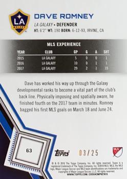 2018 Topps MLS - Orange #63 Dave Romney Back