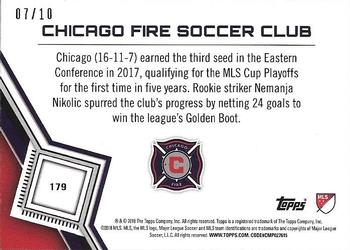 2018 Topps MLS - Red #179 Chicago Fire Soccer Club Back