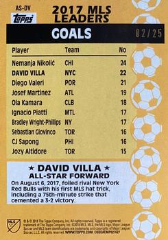2018 Topps MLS - All-Star Orange #AS-DV David Villa Back