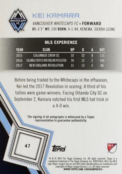 2018 Topps MLS - Autographs Black #47 Kei Kamara Back