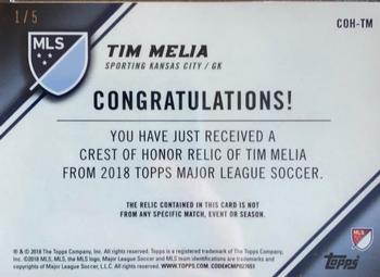 2018 Topps MLS - Crests of Honor Relics #COH-TM Tim Melia Back