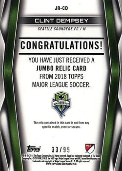 2018 Topps MLS - Jumbo Relics #JR-CD Clint Dempsey Back