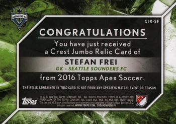 2016 Topps Apex MLS - Crest Jumbo Relics Green #CJR-SF Stefan Frei Back