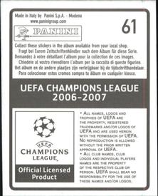 2006-07 Panini UEFA Champions League Stickers #61 Wes Brown Back
