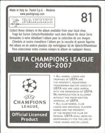 2006-07 Panini UEFA Champions League Stickers #81 Tomas Rosicky Back