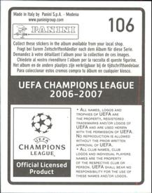 2006-07 Panini UEFA Champions League Stickers #106 Salomon Kalou Back