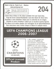 2006-07 Panini UEFA Champions League Stickers #204 Edison Mendez Back