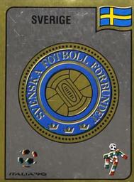 1990 Panini Italia '90 World Cup Stickers #229 Svenska Fotbollforbundet emblem Front