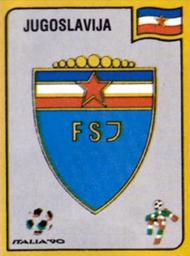 1990 Panini Italia '90 World Cup Stickers #267 Fudbalski Savez Jugoslavije emblem Front