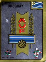 1990 Panini Italia '90 World Cup Stickers #363 Association Uruguaya de Futbol emblem Front
