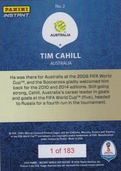 2018 Panini Instant FIFA World Cup #2 Tim Cahill Back