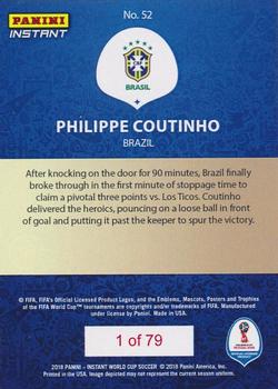 2018 Panini Instant FIFA World Cup #52 Philippe Coutinho Back