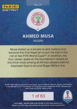 2018 Panini Instant FIFA World Cup #54 Ahmed Musa Back