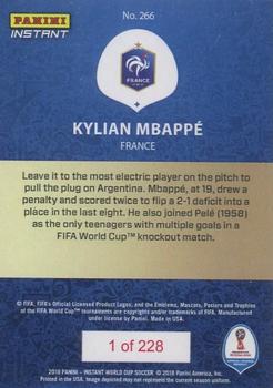 2018 Panini Instant FIFA World Cup #266 Kylian Mbappé Back