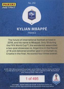 2018 Panini Instant FIFA World Cup #292 Kylian Mbappé Back