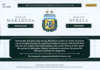 2018 Panini National Treasures - Dual Signatures #DU-MD Diego Maradona / Paulo Dybala Back