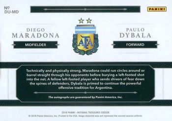 2018 Panini National Treasures - Dual Signatures Gold #DU-MD Diego Maradona / Paulo Dybala Back
