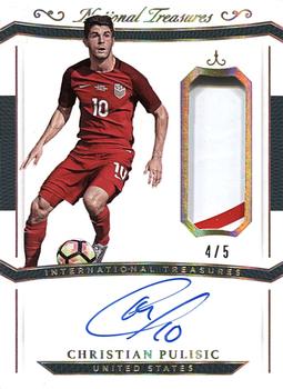 2018 Panini National Treasures - International Treasures Material Autographs Gold #IT-CP Christian Pulisic Front