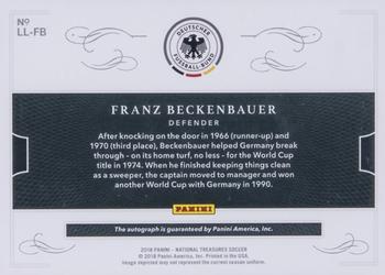 2018 Panini National Treasures - Lasting Legacies Autographs #LL-FB Franz Beckenbauer Back