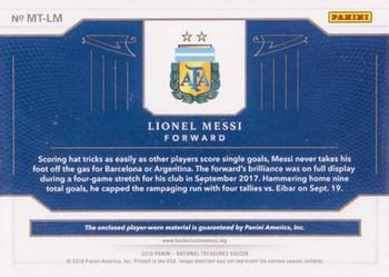 2018 Panini National Treasures - Material Treasures Gold #MT-LM Lionel Messi Back