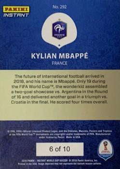 2018 Panini Instant FIFA World Cup - Green #292 Kylian Mbappé Back