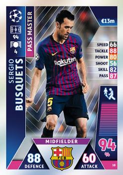 2018-19 Topps Match Attax UEFA Champions League #10 Sergio Busquets Front