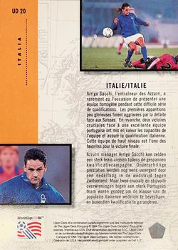 1994 Upper Deck World Cup Contenders French/Dutch - UD Set #UD20 Italy Back