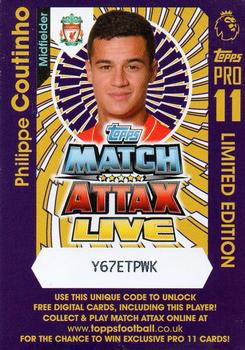 2016-17 Topps Match Attax Premier League - Live Code Cards #NNO Philippe Coutinho Front