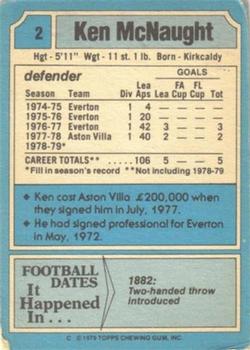 1979-80 Topps #2 Ken McNaught Back