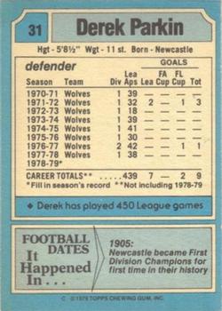 1979-80 Topps #31 Derek Parkin Back