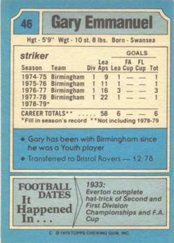 1979-80 Topps #46 Gary Emmanuel Back