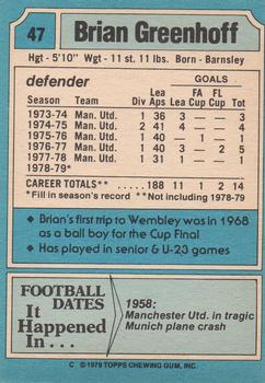 1979-80 Topps #47 Brian Greenhoff Back