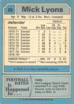 1979-80 Topps #69 Mick Lyons Back