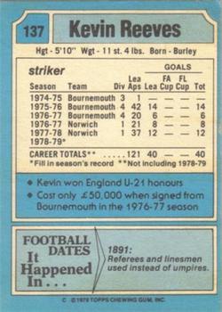 1979-80 Topps #137 Kevin Reeves Back