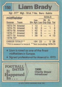 1979-80 Topps #150 Liam Brady Back