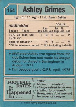 1979-80 Topps #154 Ashley Grimes Back