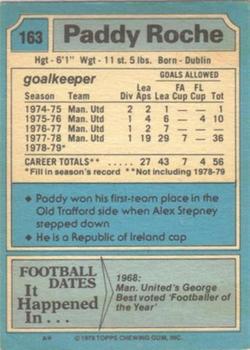 1979-80 Topps #163 Paddy Roche Back