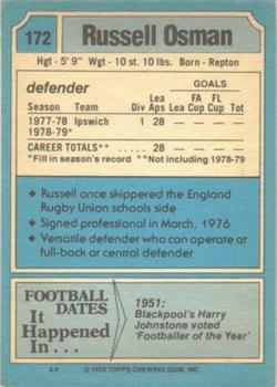 1979-80 Topps #172 Russell Osman Back