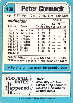 1979-80 Topps #189 Peter Cormack Back