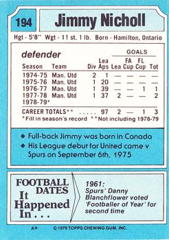 1979-80 Topps #194 Jimmy Nicholl Back