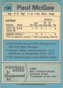 1979-80 Topps #196 Paul McGee Back