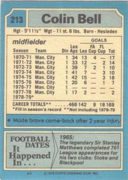 1979-80 Topps #213 Colin Bell Back