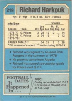 1979-80 Topps #219 Rachid Harkouk Back