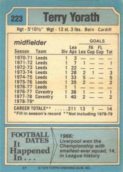 1979-80 Topps #223 Terry Yorath Back
