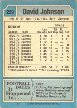 1979-80 Topps #229 David Johnson Back