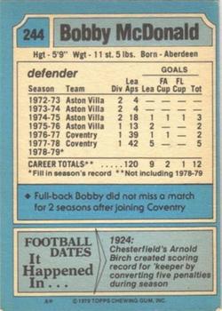 1979-80 Topps #244 Bobby McDonald Back