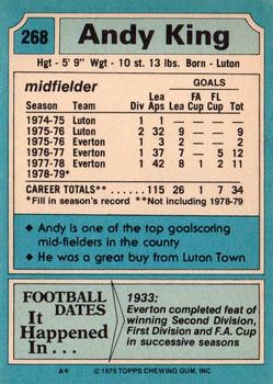 1979-80 Topps #268 Andy King Back