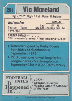 1979-80 Topps #281 Vic Moreland Back