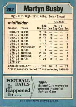 1979-80 Topps #282 Martyn Busby Back
